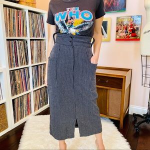 “CHIC” Vintage Dash Striped Wool Skirt